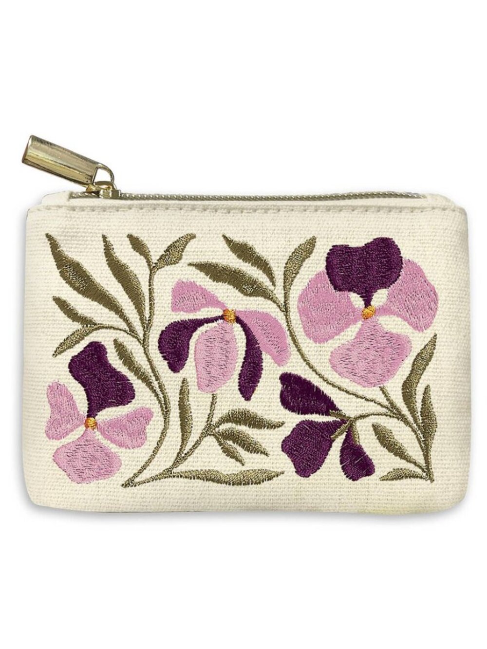 Flower Market Pansy Embroidered Coin Pouch